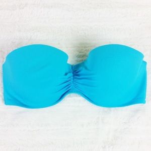 Victoria's Secret bikini top strapless blue ruched
